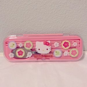Hello Kitty chopsticks and spoon case Japanese cherry blossom Sakura bento